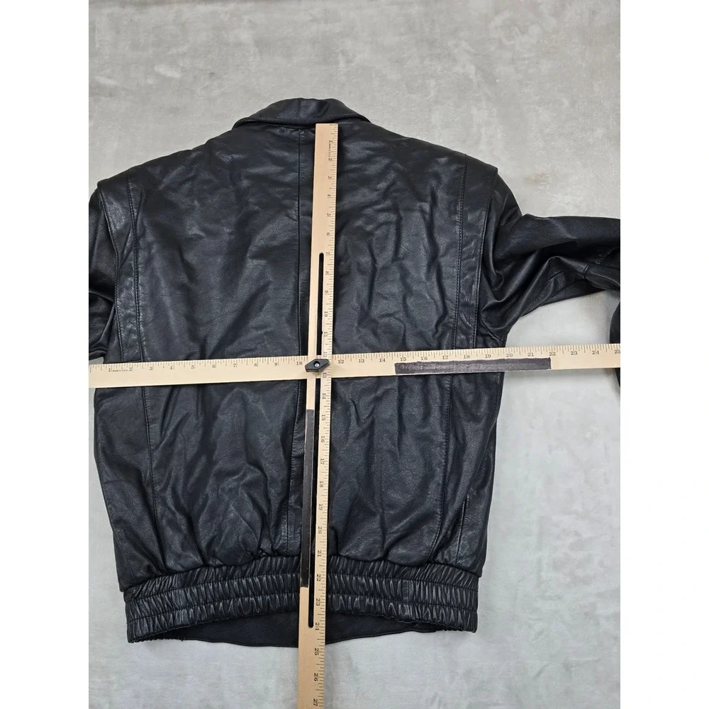 Bermans Leather Bomber Jacket Mens Small Long Black Thinsulate Removable Vintage